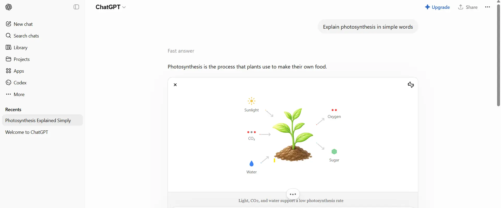ChatGPT free plan interface showing a student question answered in India without VPN